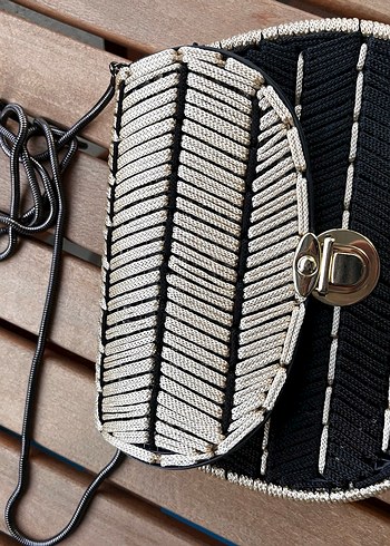 Kilit Detaylı Örgü Bohem Kadın Çanta - Görsel 3