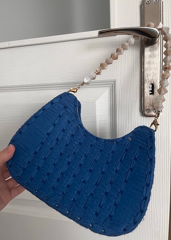 Boncuklu Mavi Bohem Örgü Kadın Çanta - Görsel 2