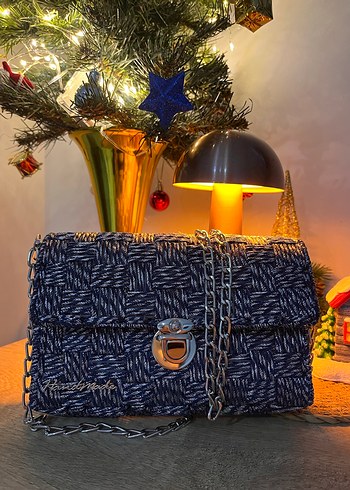 Zincir Detaylı Örgü Kadın Çanta - Görsel 3