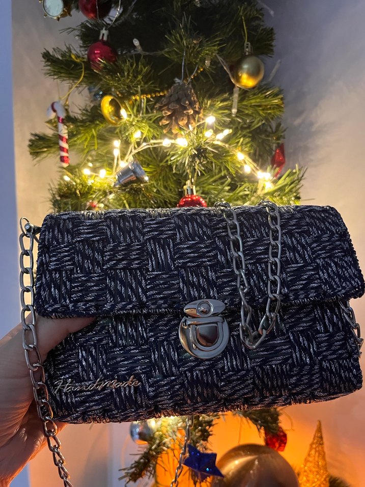 Zincir Detaylı Örgü Kadın Çanta - Görsel 2