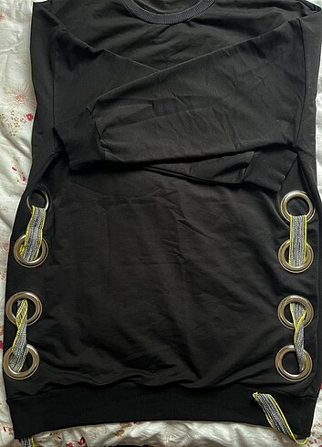 Soul marka Halka detaylı siyah uzun sweatshirt