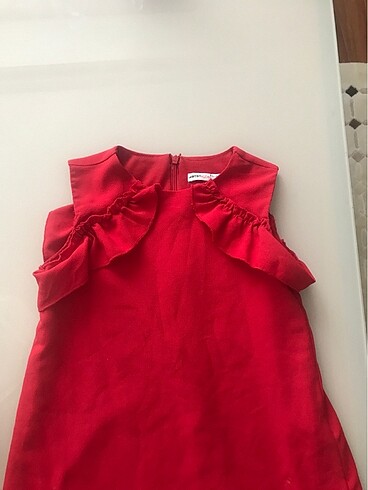 Kırmızı kolsuz kız elbise kumaş