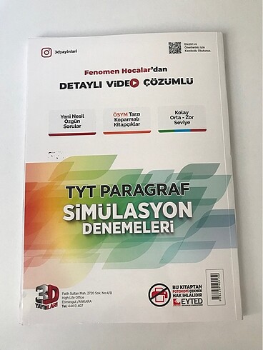 3D Yayınları TYT paragraf denemesi