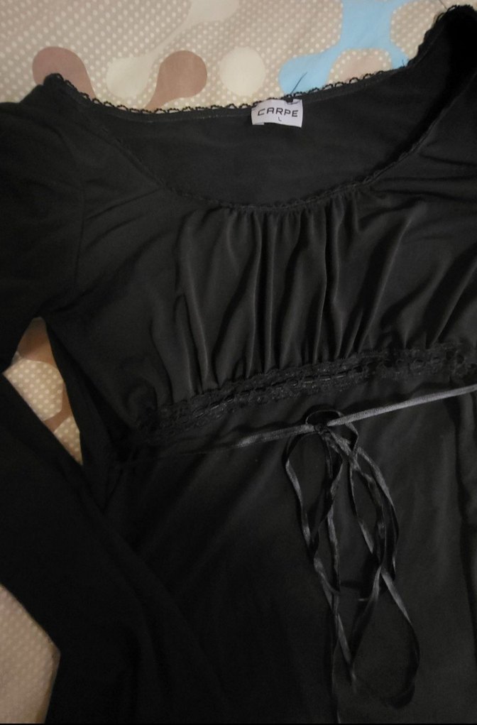 Siyah Gotik Bluz Carpe - Görsel 2