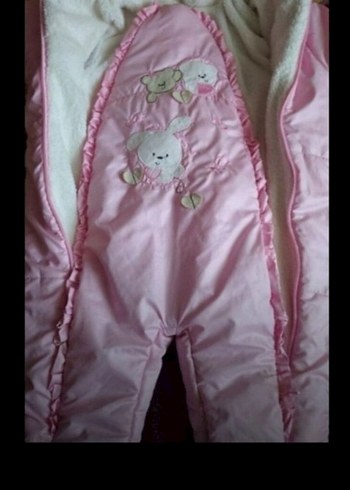 Kız Bebek Kapüşonlu Pembe Kar Tulumu - Görsel 2