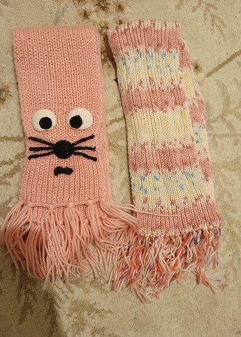 Kız Çocuk Örgü Eldivenler, Bej ve Pembe - Görsel 8