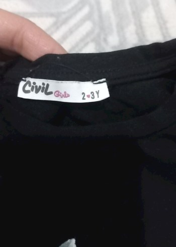 Kız Çocuk Siyah Baskılı Fırfırlı Tişört - Görsel 2