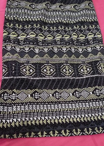 Koton Siyah kadın kendinden simli kalem etek - Görsel 4