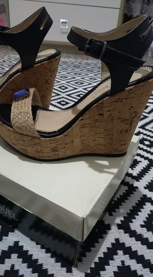 Mavi Taşlı Bohem Dolgu Topuklu Kadın Ayakkabı - Görsel 3