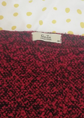 Bordo Örgü Mini Etek - Görsel 2