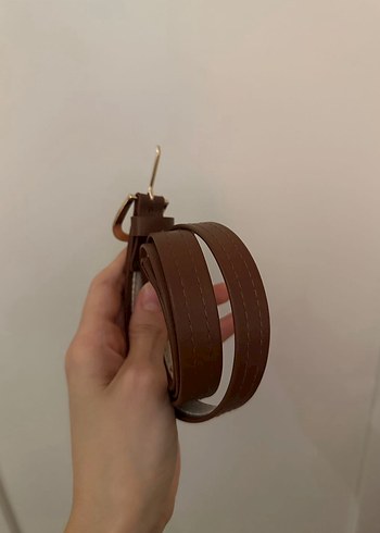 Beden Zara Kahverengi Bej Deri Kemer