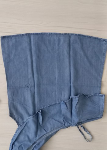 Dilvin Kadın Mavi Denim Tek Omuz Fırfırlı Bluz