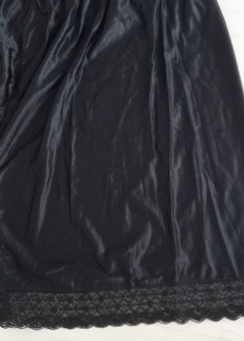 Siyah Drape Detaylı Uzun Kadın Etek jipon