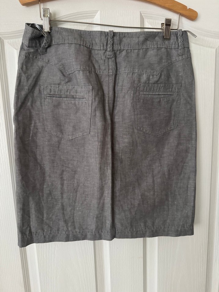 Gri Midi Hamile Keten Etek - Görsel 3