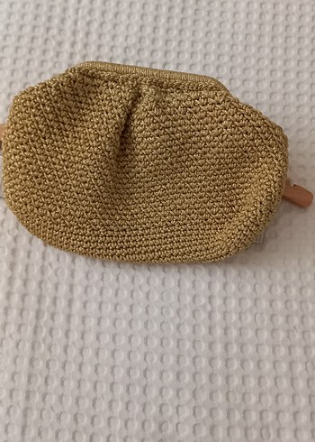 Beden Püsküllü Bej Örgü Kadın Portföy Çanta
