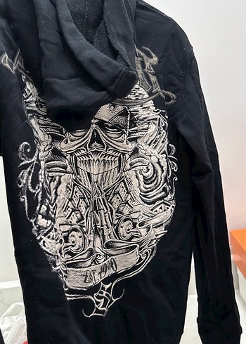 m Beden siyah Renk Erkek Siyah Kapüşonlu Fermuarlı Sweatshirt