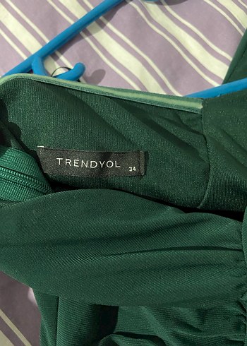 Tek Omuzlu Yeşil Drapeli Abiye Elbise - Görsel 3