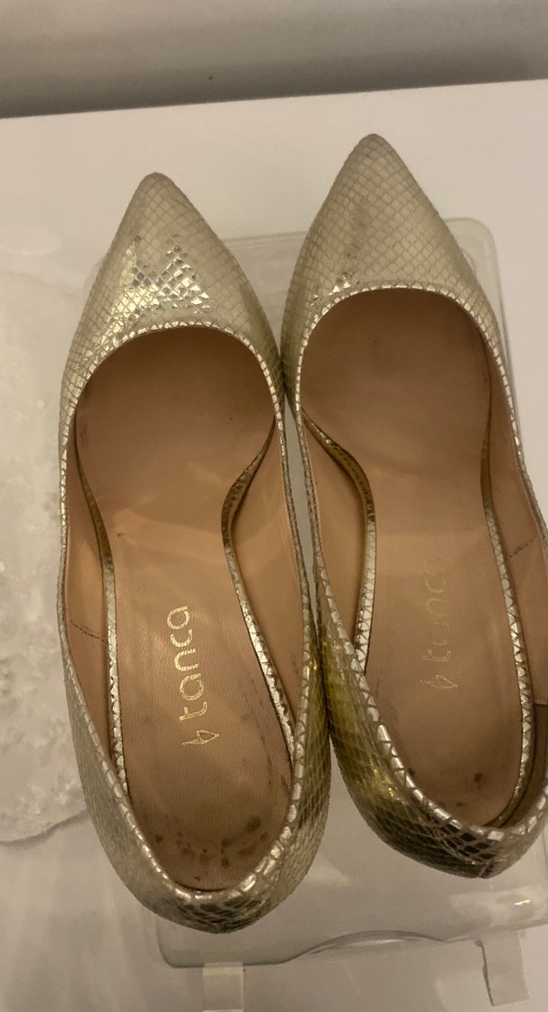 Altın Yılan Desenli Kadın Stiletto - Görsel 3