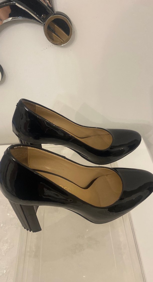 Siyah Rugan Stiletto Kadın Ayakkabı - Görsel 3