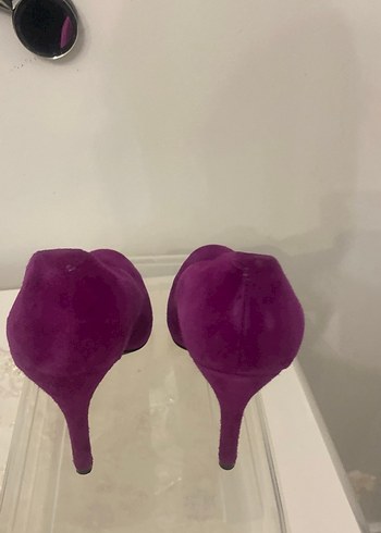 Mor Süet Stiletto Topuklu Kadın Ayakkabı - Görsel 2