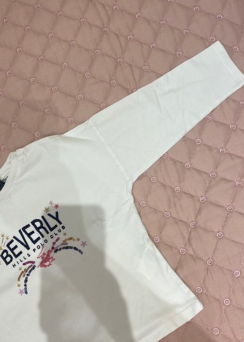 6 Yaş Beden Beverly Baskılı Beyaz Kız Tişörtü