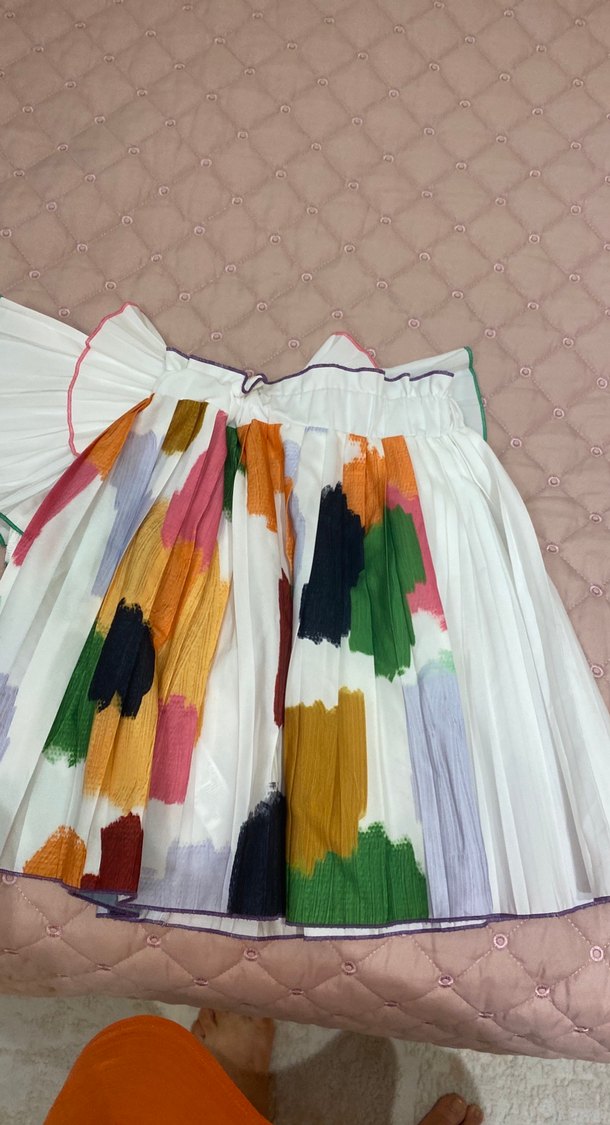 Kız Çocuk Beyaz Fırfırlı Pamuklu Tişört - Görsel 4