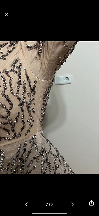 Tesettür abiye nişanlık gece elbisesi pullu taşlı - Görsel 7