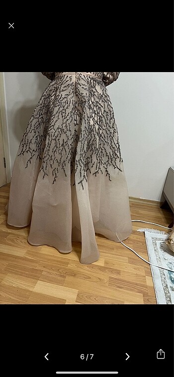 Tesettür abiye nişanlık gece elbisesi pullu taşlı - Görsel 6