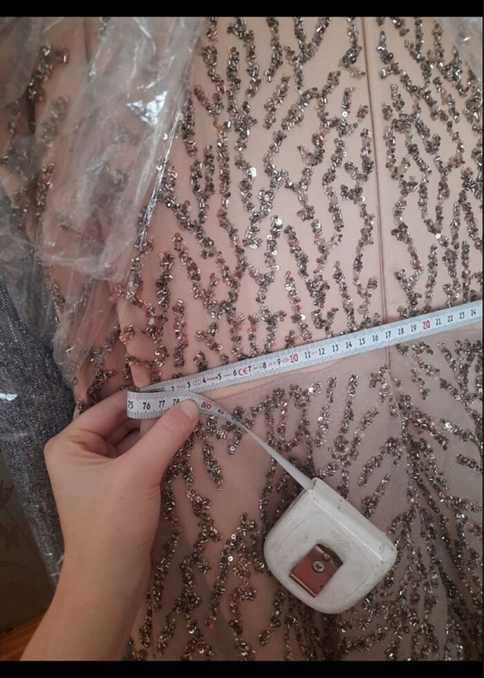 Tesettür abiye nişanlık gece elbisesi pullu taşlı - Görsel 3