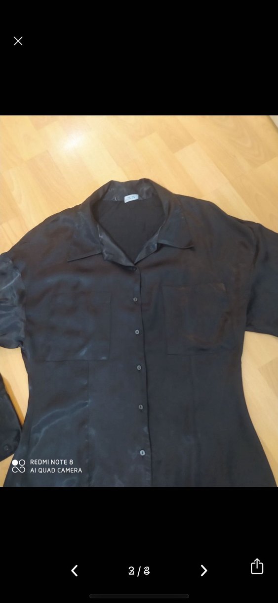 Siyah Düğmeli Uzun Kadın Elbise zara gömlek elbise - Görsel 2