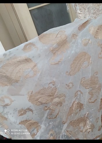 Bej İşlemeli Uzun Bohem nişanlık abiye - Görsel 5