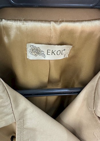 Düğmeli Bej Süet Kadın Trençkot - Görsel 5