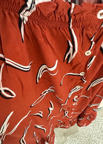 Kırmızı Desenli Mini Bohem Elbise - Görsel 5