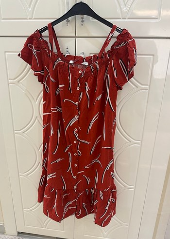 Kırmızı Desenli Mini Bohem Elbise - Görsel 3