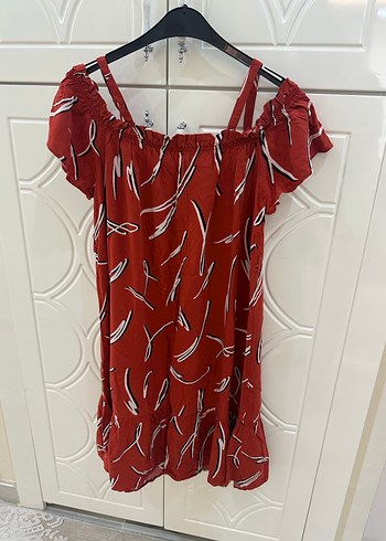 Kırmızı Desenli Mini Bohem Elbise - Görsel 2