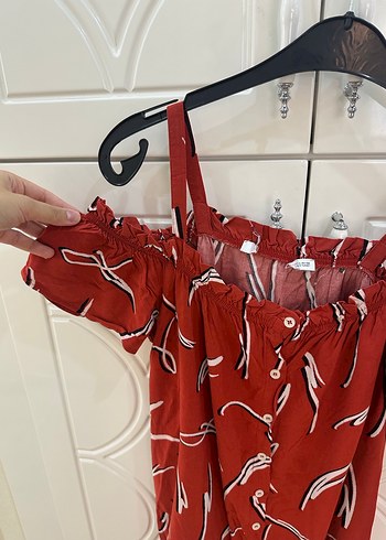 Kırmızı Desenli Mini Bohem Elbise - Görsel 4