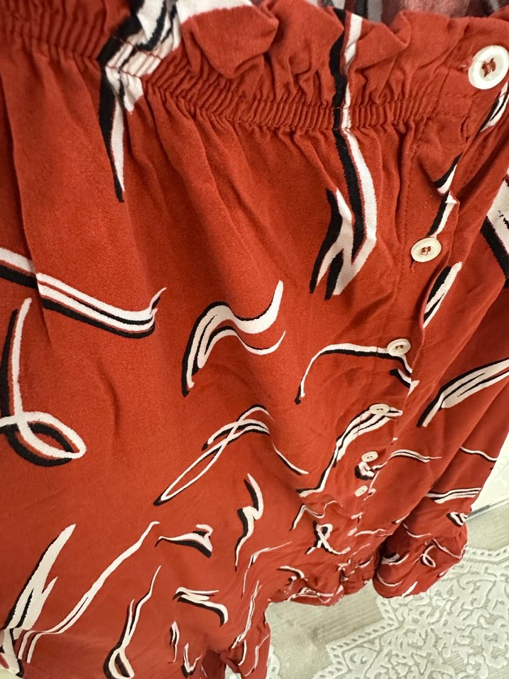 Kırmızı Desenli Mini Bohem Elbise - Görsel 5