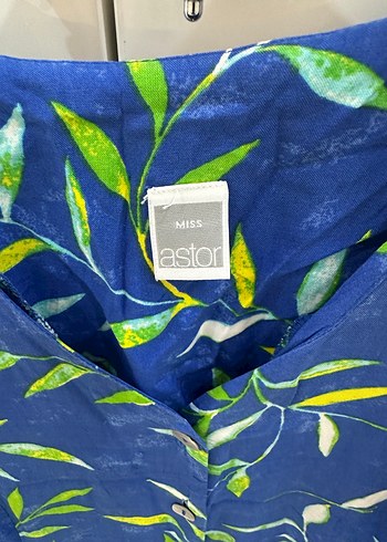 Mavi V Yaka Mini Bohem Elbise - Görsel 3