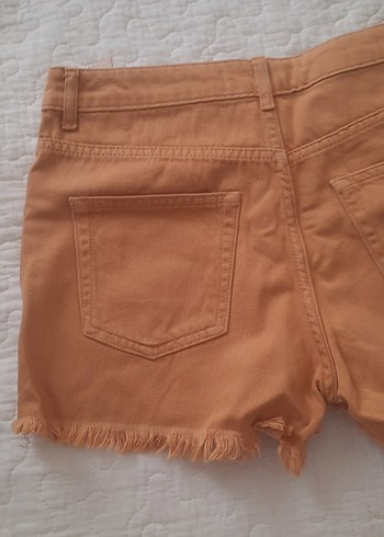 34 Beden camel Renk Kadın Camel Rahat Kesim Denim Mini Şort