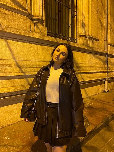 Zara Zara Kahverengi Suni Deri Ceket