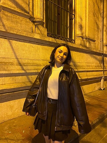 Zara Kahverengi Suni Deri Ceket