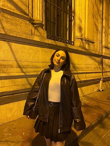 s Beden Zara Kahverengi Suni Deri Ceket