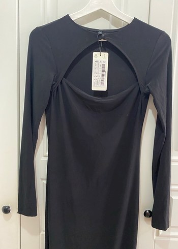 Uzun Kollu Siyah Uzun Kadın Elbise - Görsel 2