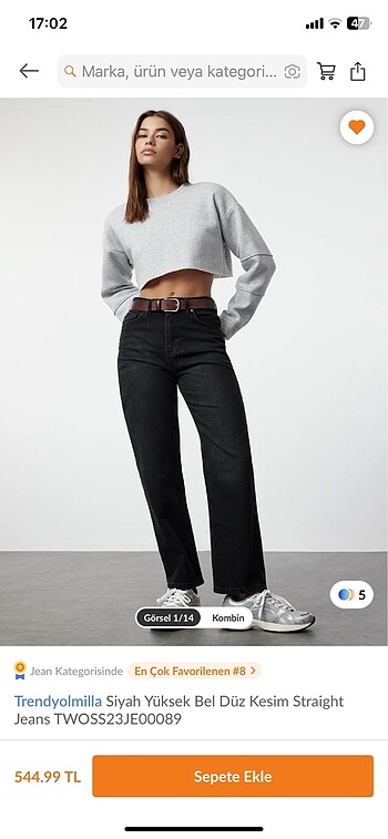 Trendyolmilla siyah yüksek bel straight jean