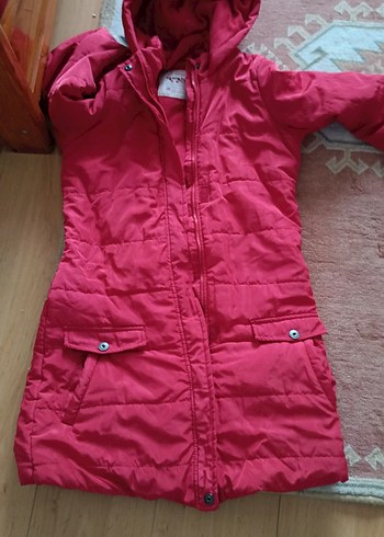 Pembe Kapüşonlu Kadın Mont