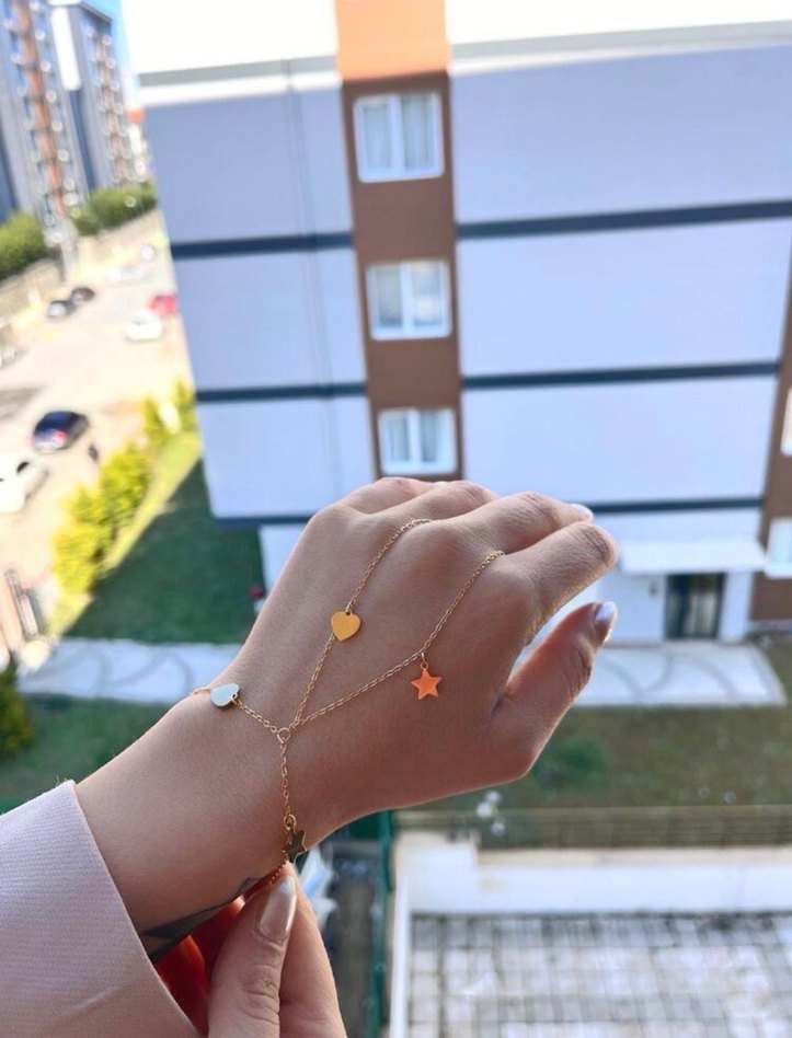 Altın Renk Mini Zincirli Minimalist şahmeran - Görsel 2