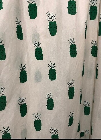 42 Beden Ananas desenli beyaz elbise