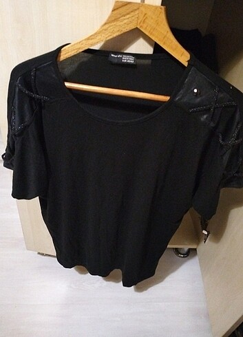 40 Beden siyah Renk Kadın İkili tişört 
