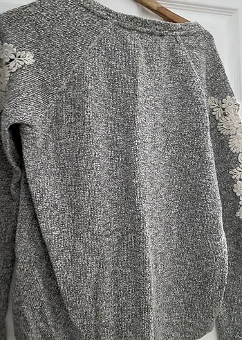 Nakışlı Gri Kadın Triko Kazak - Görsel 3