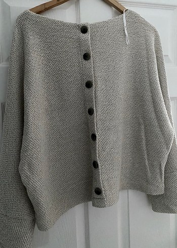 Bej Kadın Salaş Triko Bluz - Görsel 3